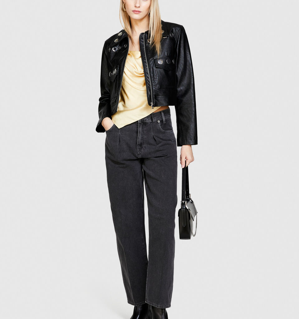 Jacket with eyelets - women's jackets - Black | Sisley image number 1